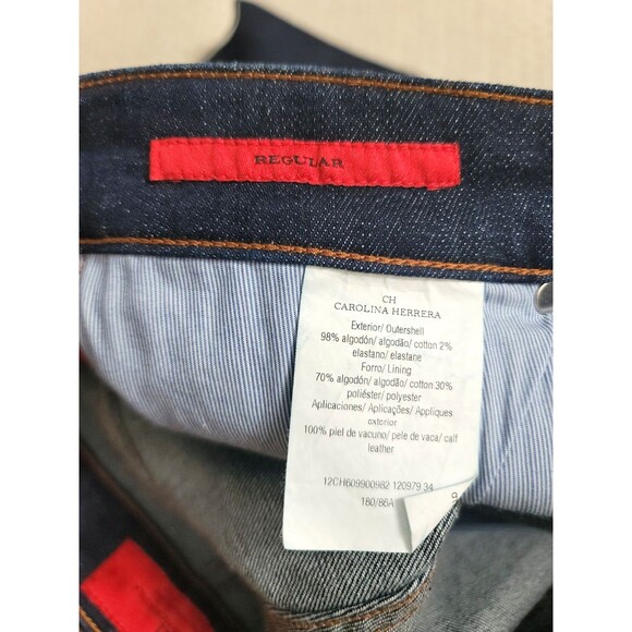 NWT Carolina Herrera Mens Dark Wash Stretch Denim Straight Leg Jeans Portugal 34 - Picture 10 of 12